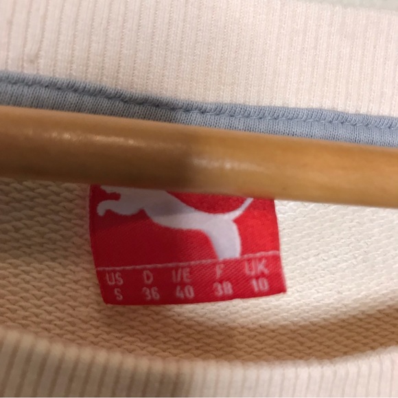 PUMA Top Cropped Long Sleeve Reverse Weave Raw Edge Ivory Gray Size S - Picture 3 of 8